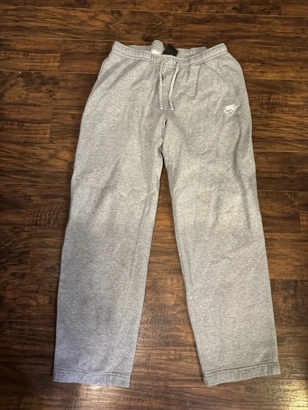 Nike Sweatpants Mens Gray Club Fleece Pants Warm Up Athletic Gym Open Hem XLT